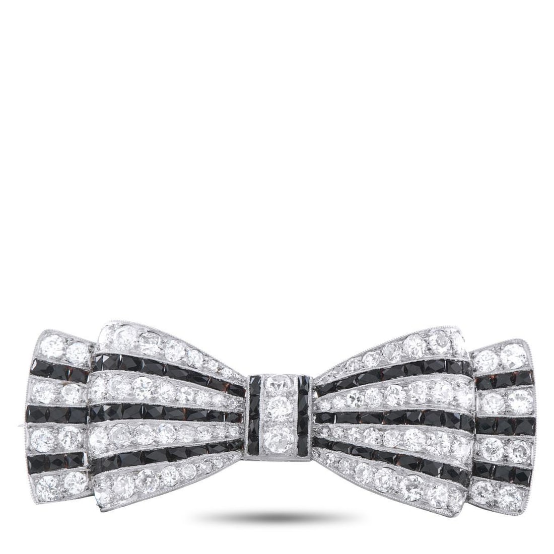 PLATINUM 4.0CT DIAMOND ART DECO BOW BROOCH (1 of 3)