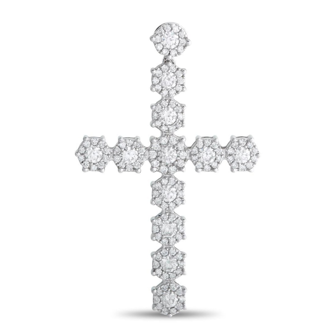 14K WHITE GOLD 5.15CT DIAMOND CROSS PENDANT (1 of 3)