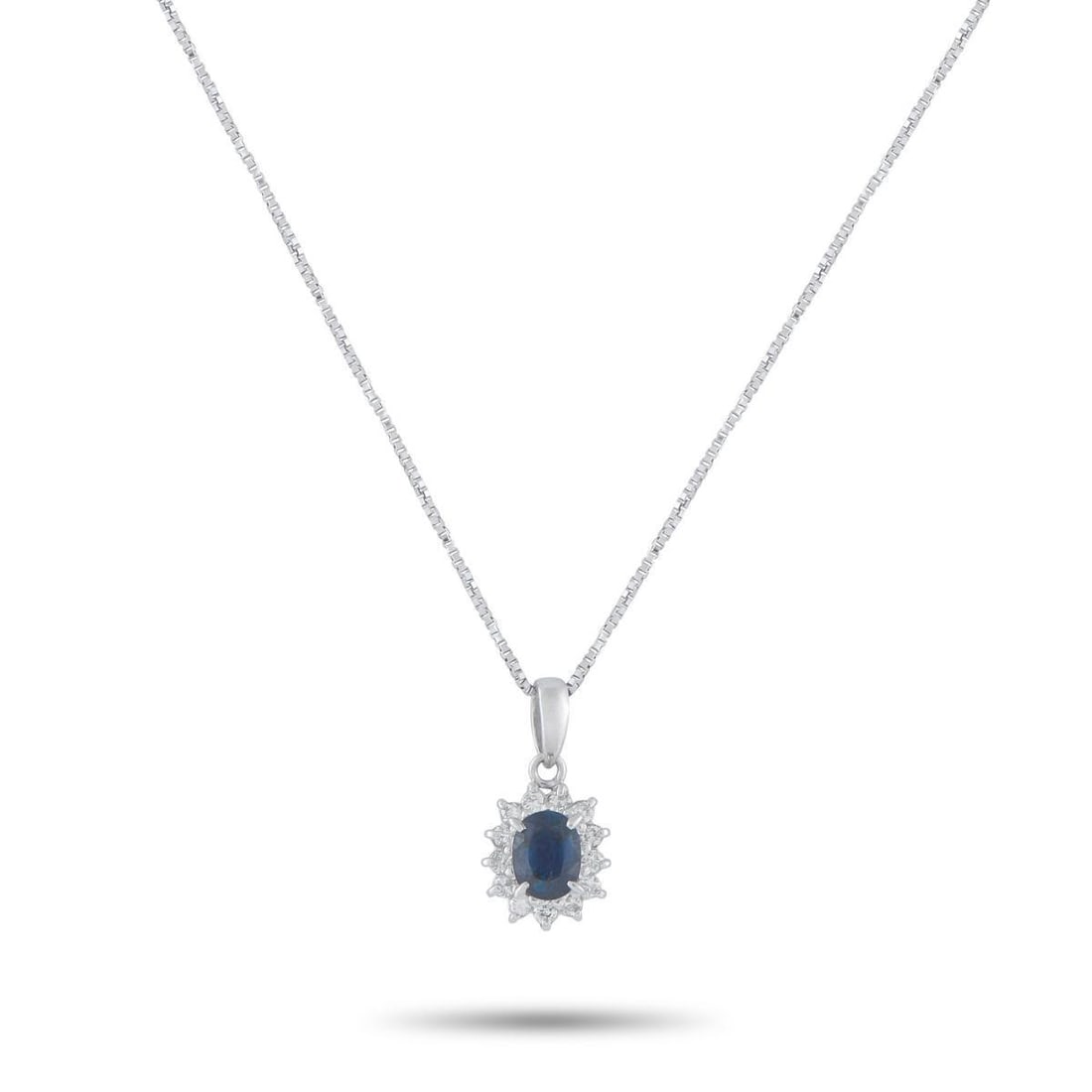 PLATINUM 0.15CT DIAMOND AND SAPPHIRE PENDANT NECKLACE (1 of 4)