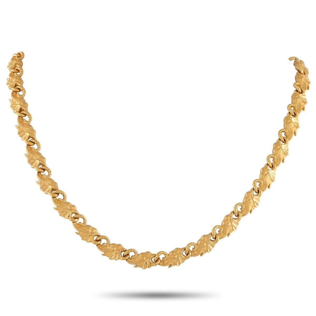 CARRERA Y CARRERA 18K YELLOW GOLD ELEPHANT NECKLACE: This Carrera Y Carrera necklace beautifully showcases the luxury brands commitment to creating exquisitely crafted accessories with extreme attention to detail. Ideal for any occasion, each one of the