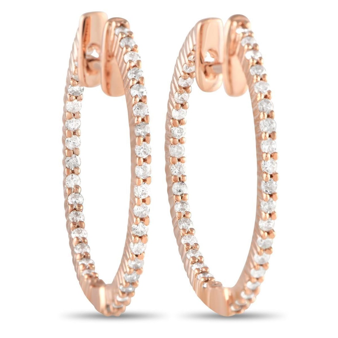 14K ROSE GOLD 0.55CT DIAMOND INSIDE-OUT HOOP EARRINGS (1 of 3)