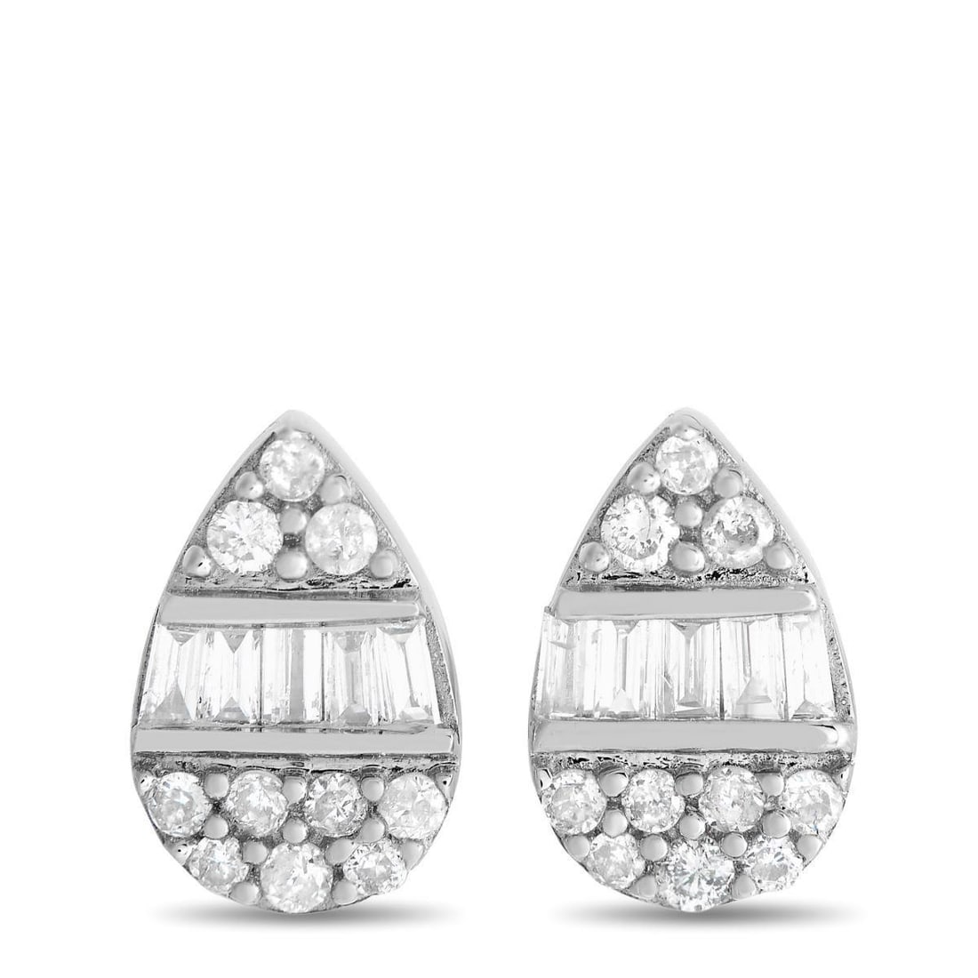 14K WHITE GOLD 0.18CT DIAMOND CLUSTER PEAR EARRINGS (1 of 3)