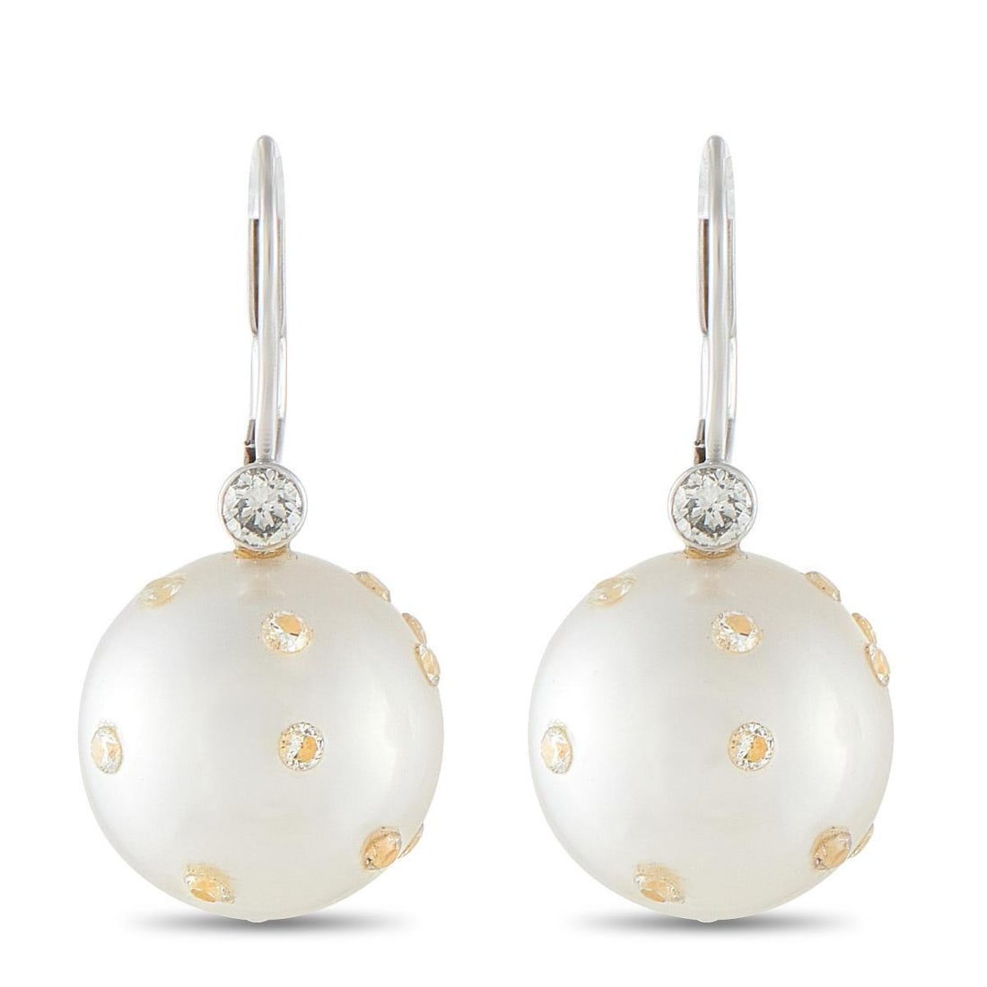 14K WHITE GOLD 0.40CT DIAMOND AND PEARL EARRINGS (1 of 3)