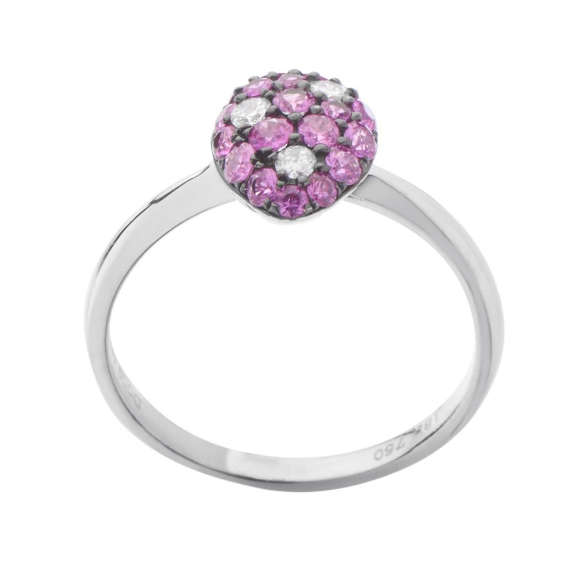 18K WHITE GOLD DIAMOND RUBY RING - 2