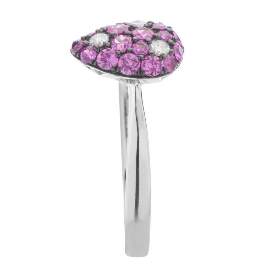 18K WHITE GOLD DIAMOND RUBY RING - 3