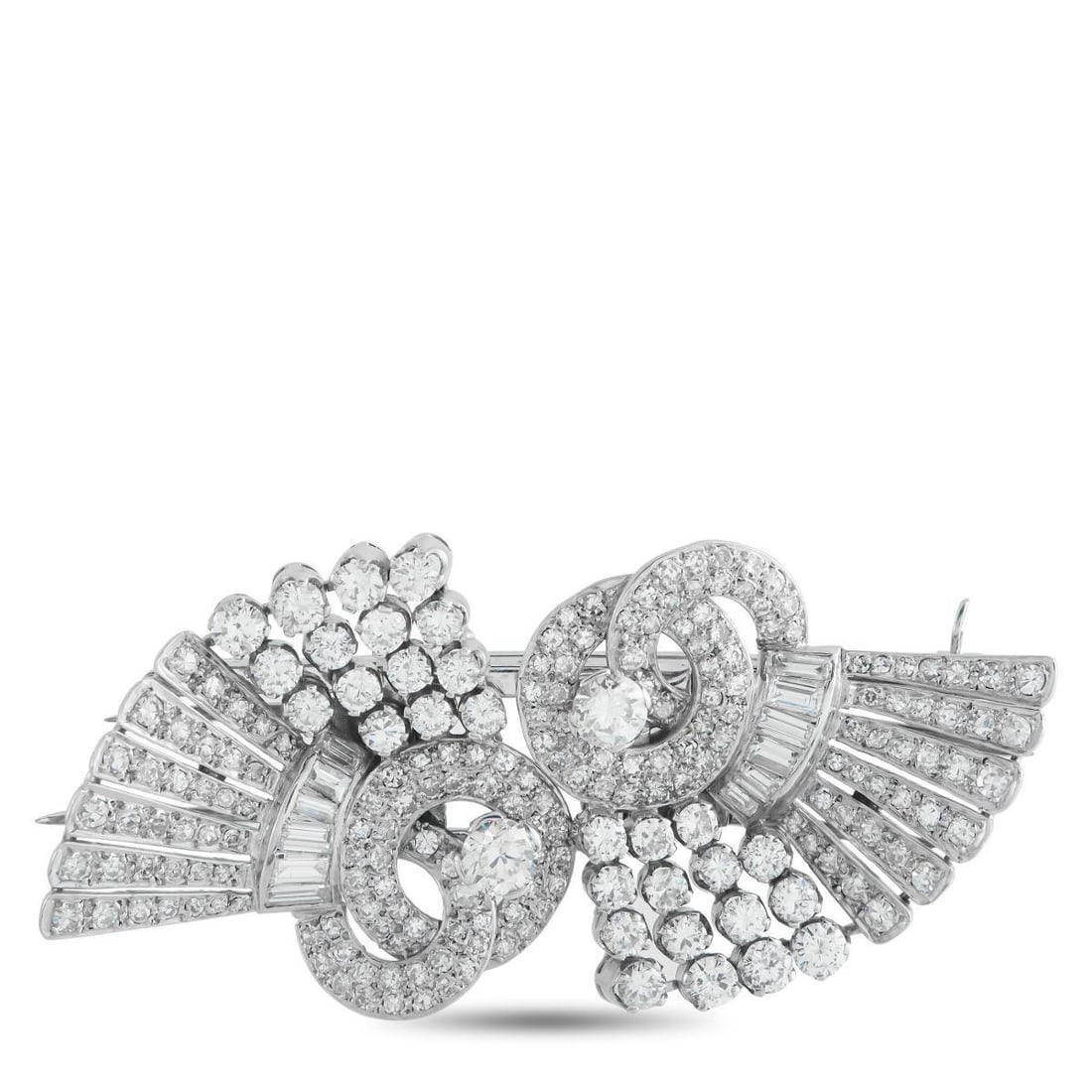 PLATINUM 9.25CT DIAMOND BROOCH (1 of 3)