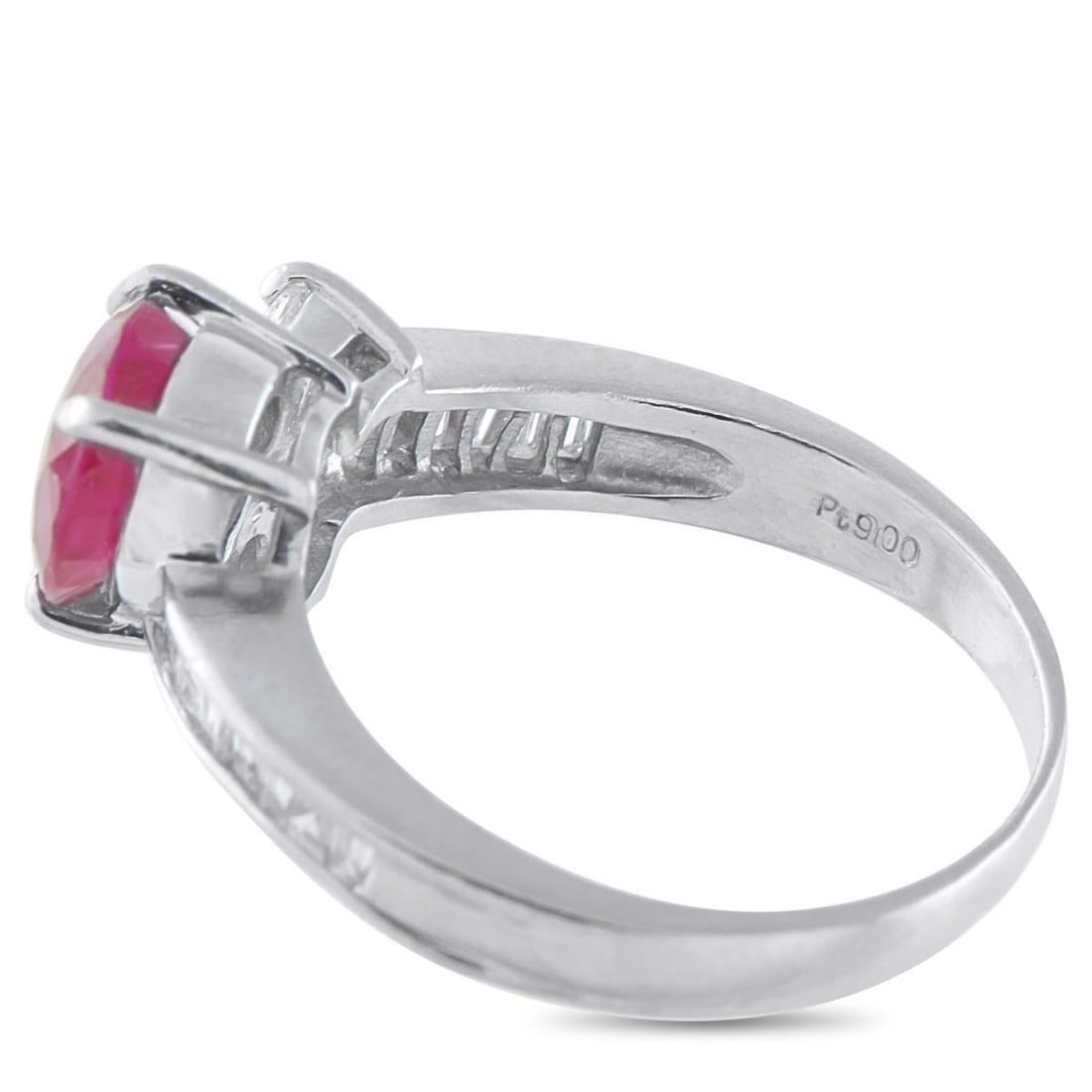 PLATINUM 0.48CT DIAMOND AND RUBY RING - 4