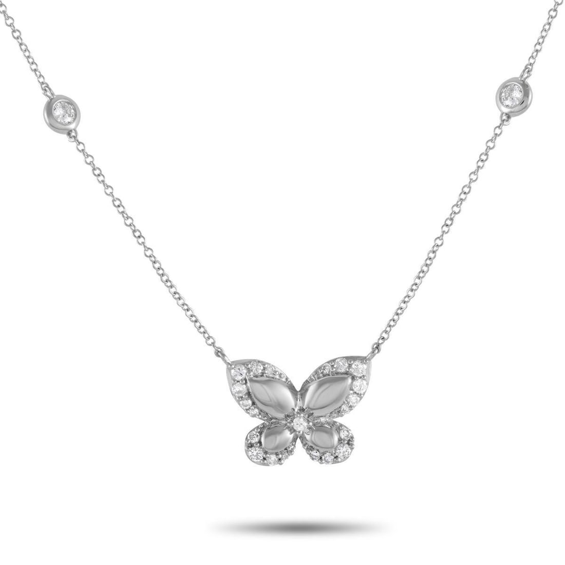 14K WHITE GOLD 0.30CT DIAMOND BUTTERFLY NECKLACE (1 of 3)