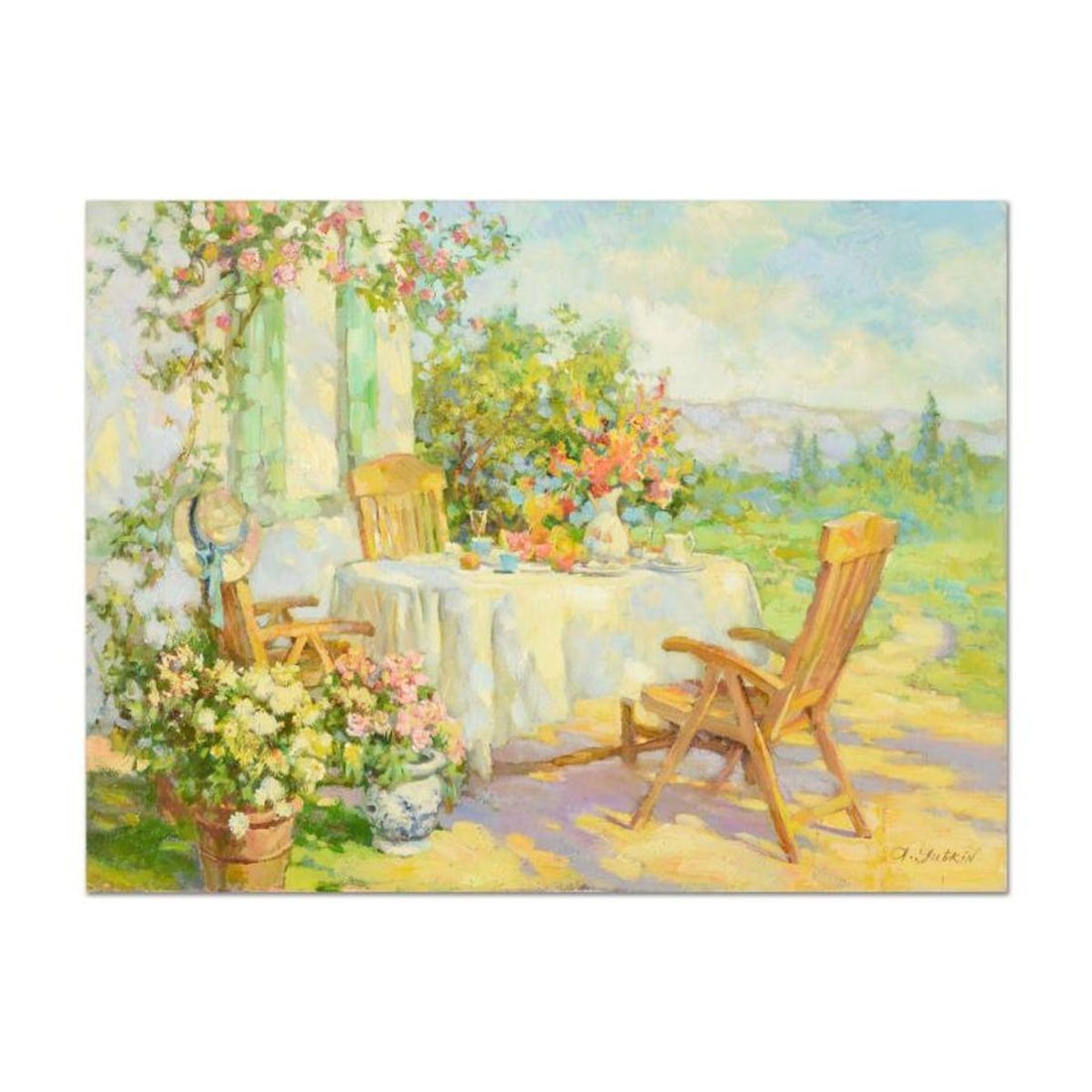Sasha Yutkin, "Hot Summer Day" Original Oil Painting on Canvas, Hand Signed with Letter of: "Hot Summer Day" is an original oil painting on stretched canvas by Sasha Yutkin, hand signed by the artist. Includes Letter of Authenticity. Measures approx. 24" x 18" (image).