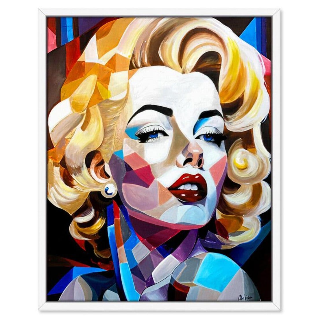 Chloe Victoria, "Icon Fragments" Framed One-of-a-Kind Mixed Media Overpaint on Canvas, Hand Signed: "Icon Fragments" is a one-of-a-kind mixed media overpaint on canvas by Chloe Victoria, hand signed by the artist. This piece comes custom framed. Includes Letter of Authenticity. Measures approx. 43"