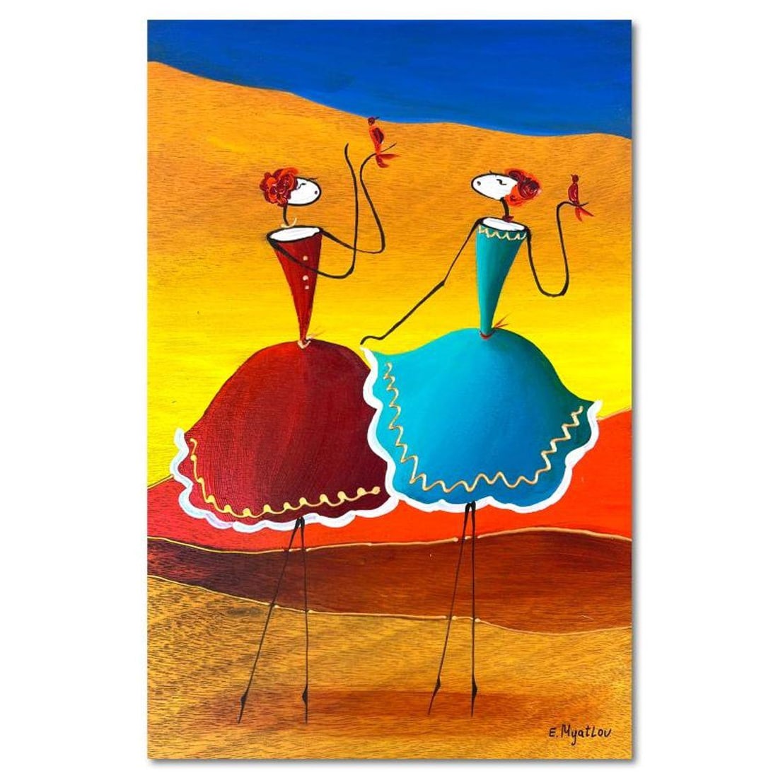 Ester Myatlov, Hand Signed Original Painting on Wood Panel with Letter of Authenticity.: This is an original painting oil on wood panel by Ester Myatlov. Hand signed by the artist, this piece comes with a letter of authenticity. Measures approximately 12" x 8" (image).