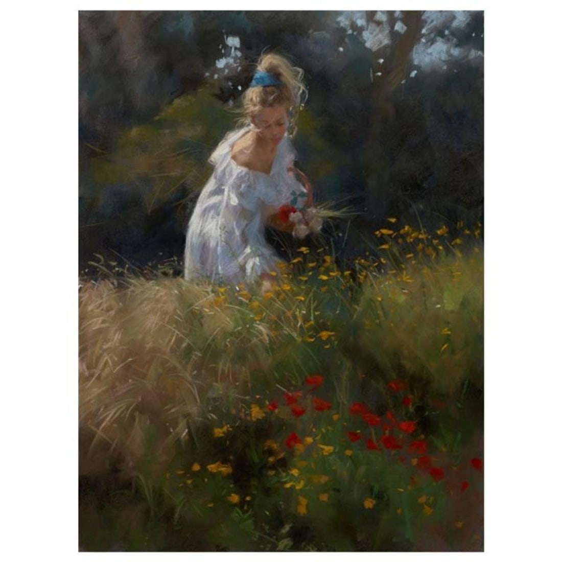 Vicente Romero, "Floral Delight" Hand Signed Limited Edition Giclee on Canvas with Certificate of: "Floral Delight" is a limited edition giclee on canvas by Vicente Romero. The piece is hand signed, numbered, and come with a certificate of authenticity. Measures approximately 28" x 21".