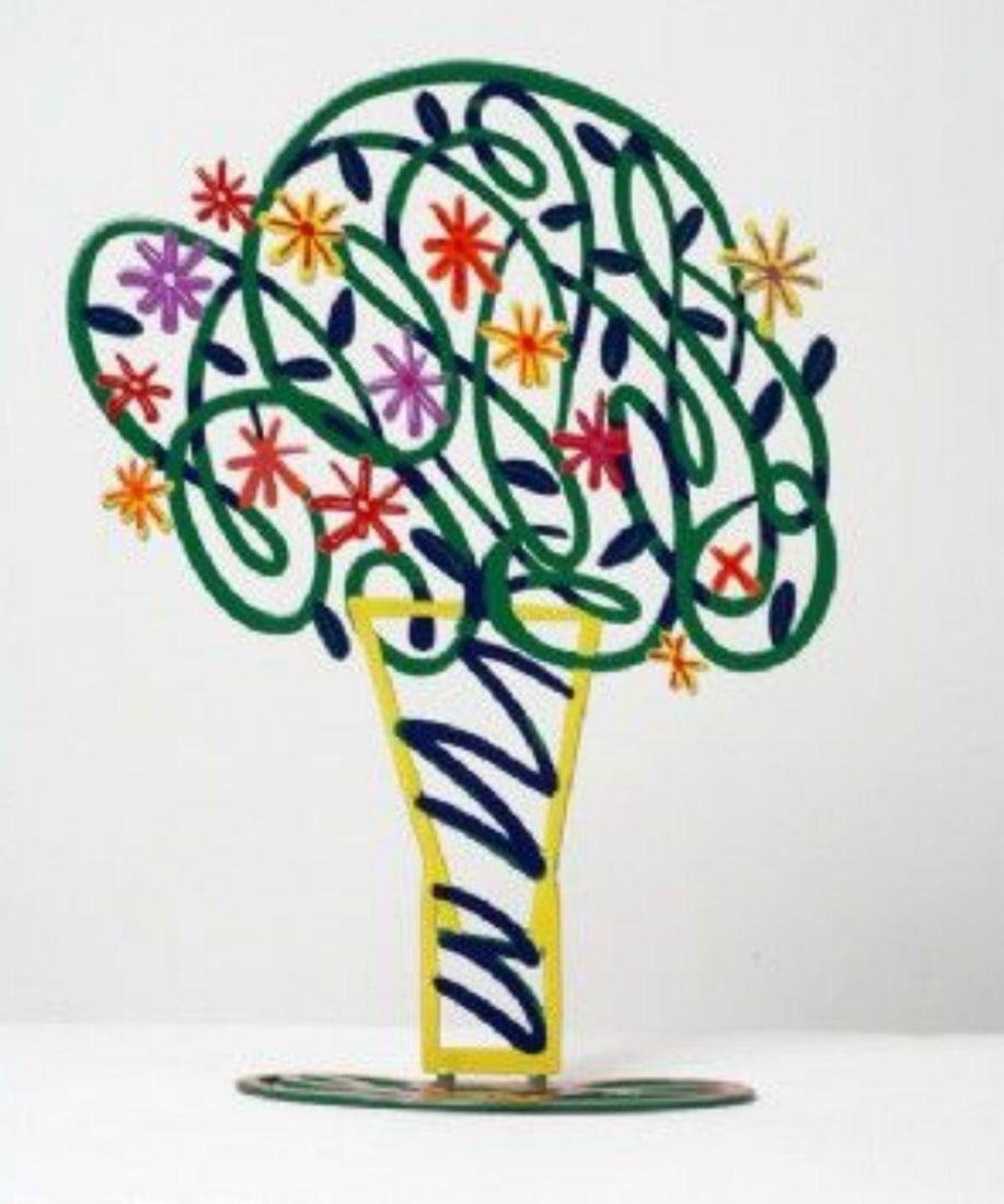 David Gerstein- Free Standing Sculpture "Green Bouquet": Artist: David Gerstein. Medium: Free Standing Sculpture. Title: Green Bouquet. Size: 11" x 8.2". Signature: Signed by the artist. Certificate of Authenticity: Is included. Additional: This piece is fr