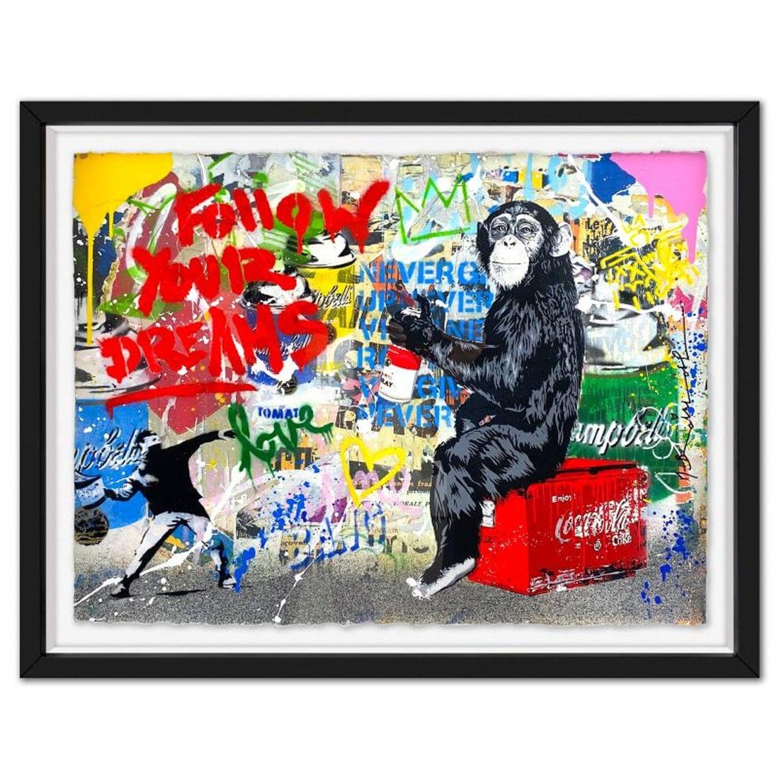 Mr. Brainwash, "Everyday Life" Framed Original Mixed Media, Hand Signed with Certificate of: "Everyday Life" is an original mixed media on deckle edge paper by Mr. Brainwash, hand signed by the artist. This piece comes framed and is also hand signed inverso and bears the thumbprint of the