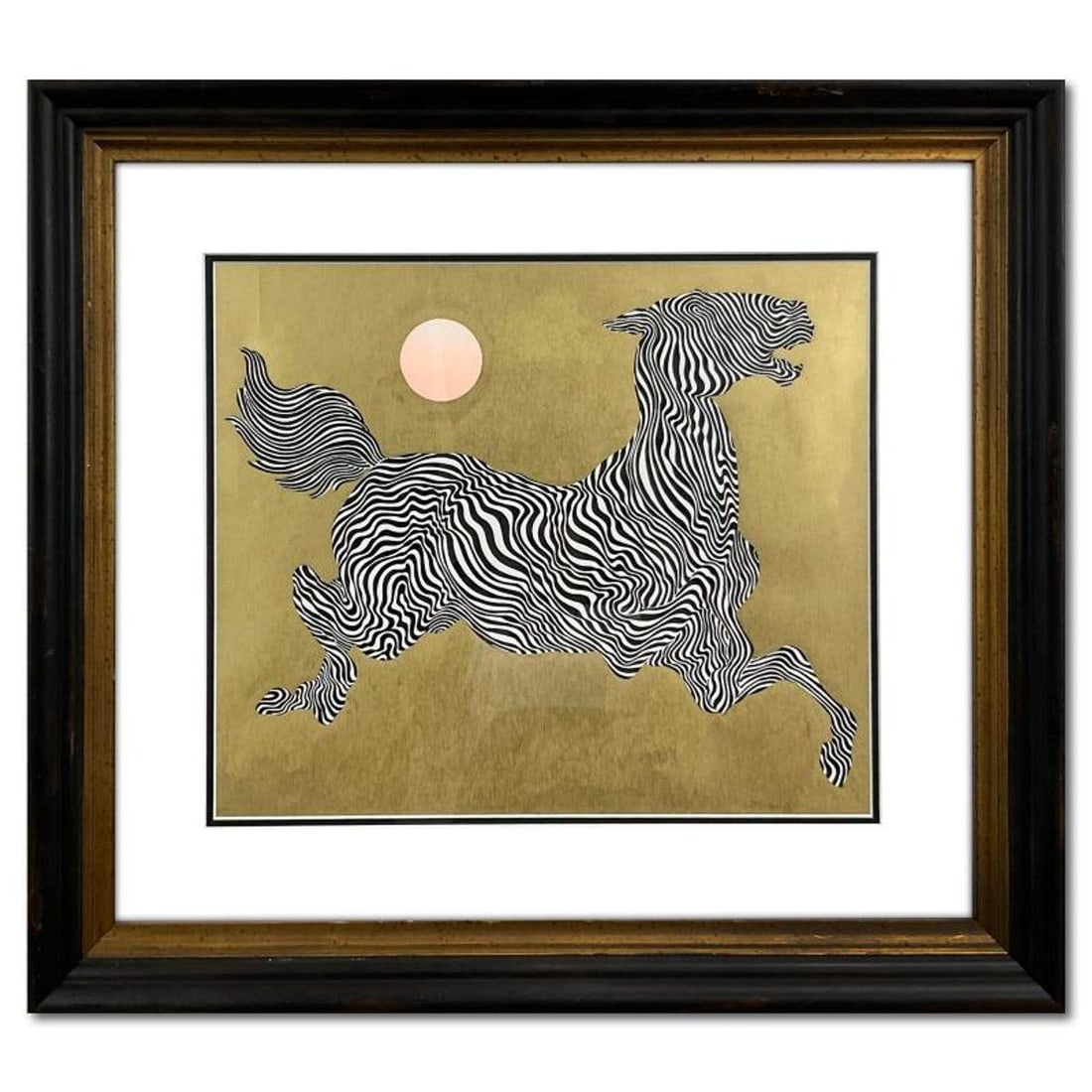 Guillaume Azoulay, Framed Hand Colored Original Drawing with Gold Leaf, Hand Signed with Letter of: This is an hand colored original drawing on paper with hand laid gold leaf by Guillaume Azoulay, hand signed by the artist. This piece comes custom framed. Includes Letter of Authenticity. Measures ap