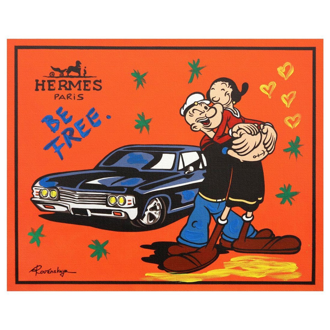 Nastya Rovenskaya- Original Mixed Media on Canvas "Classic Love": Artist: Nastya Rovenskaya. Medium: Original Mixed Media on Canvas. Title: Classic Love. Size: 16" x 20". Signature: Hand Signed by the artist. Certificate of Authenticity: From the publisher.