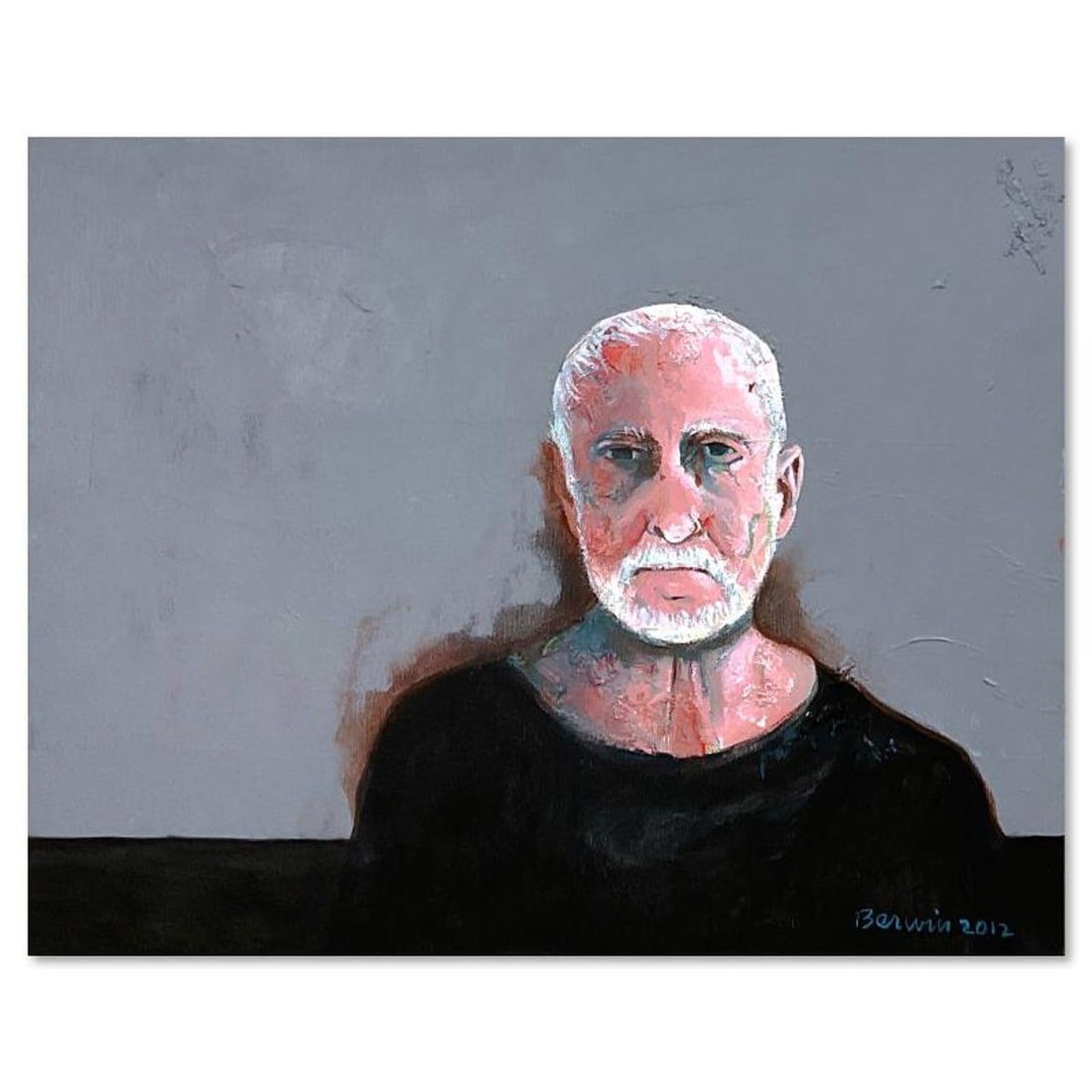 Milton Berwin (1925-2023), "Self Portrait" Original Painting on Canvas (16" x 20"), Hand Signed with (1 of 2)