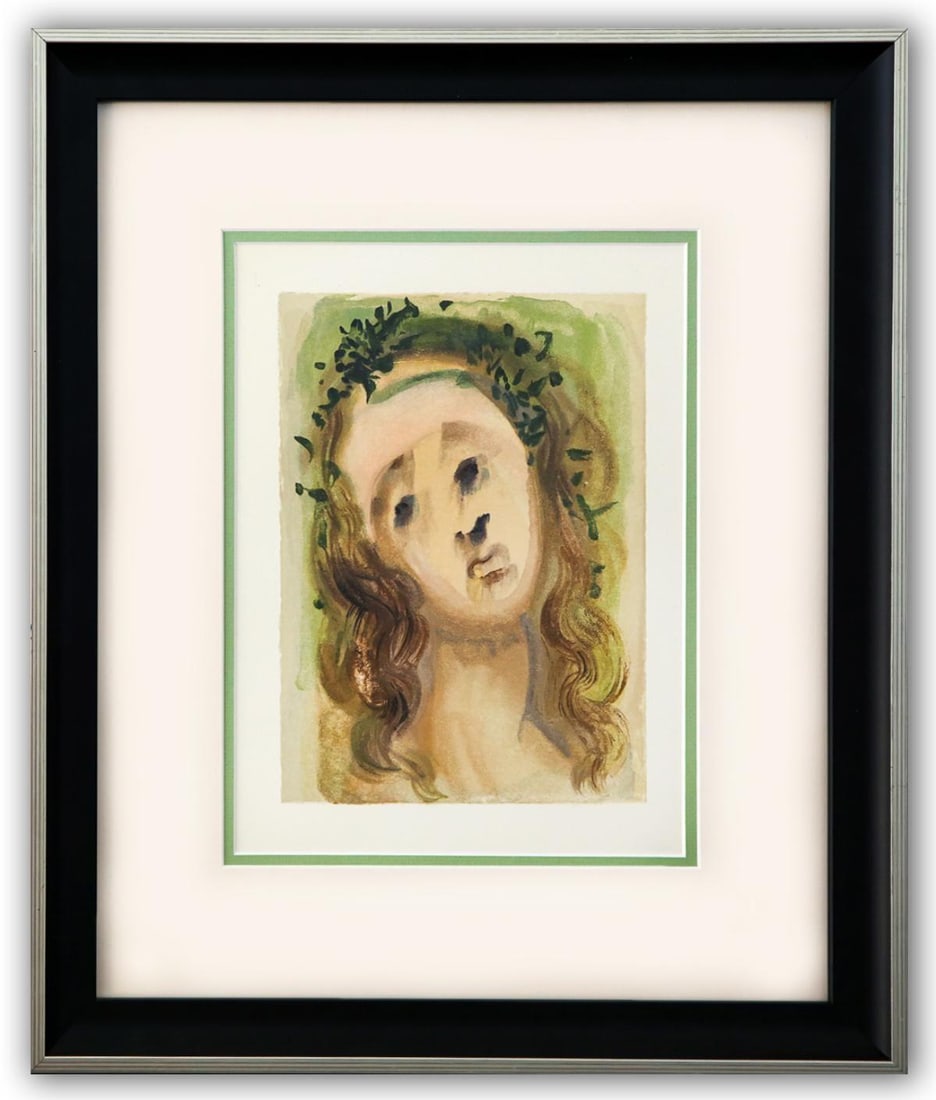 Salvador Dali- Original Color Woodcut on B.F.K. Rives Paper "Purgatory 10": Artist: Salvador Dali. Medium: Original Color Woodcut on B.F.K. Rives Paper. Title: Purgatory 10. Size: 13" x 10". Measures approx. 22" x 18" (framed). Certificate of Authenticity: Is included.