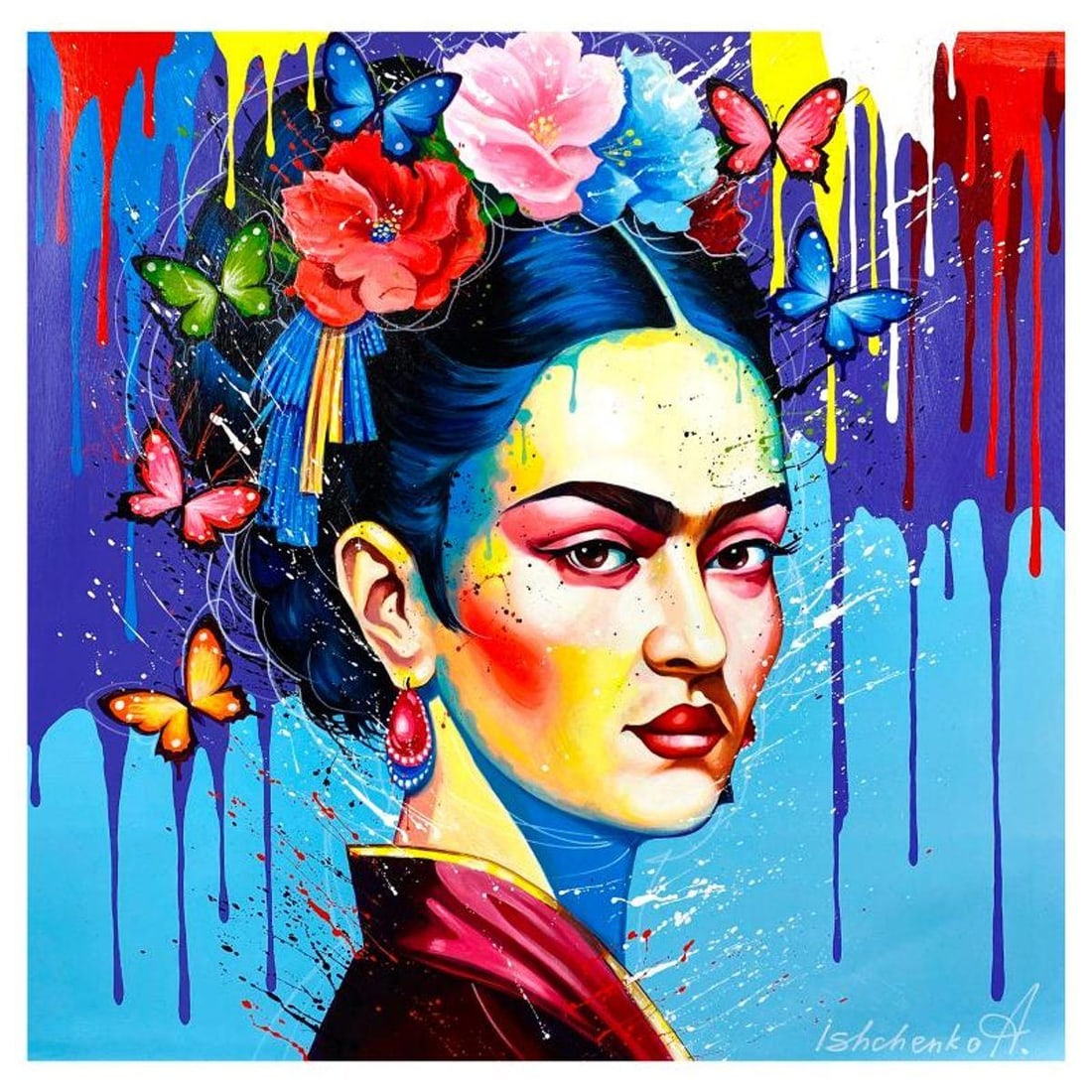 Alexander Ishchenko, "Frida" Original Acrylic Painting on Canvas, Hand Signed with Letter (1 of 2)