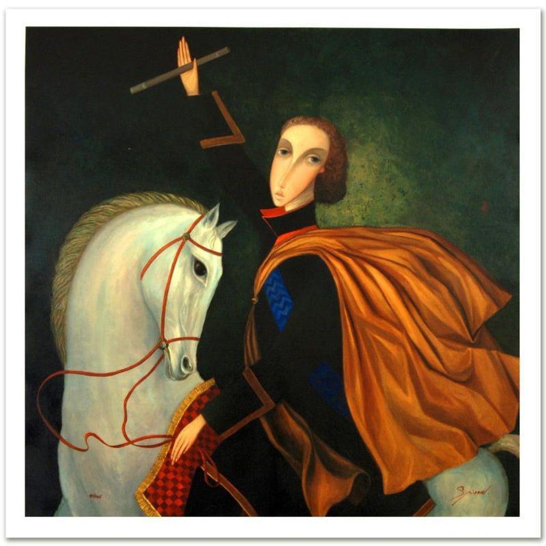 Sergey Smirnov (1953-2006), "Peter The Great: Emperor" Limited Edition Mixed Media on Canvas (36" x: Combining time-honored religious icon painting with western style portraiture, the hauntingly beautiful art of Sergey Smirnov (1953-2006) is inspired by the 'Parsuna' art movement. "Peter The Great: