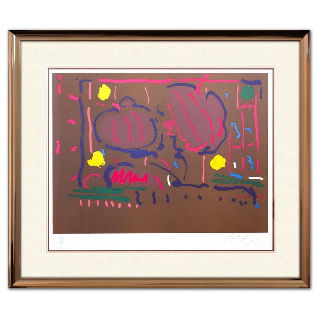 Peter Max- Lithograph "Earth Flowers": Artist: Peter Max. Medium: Lithograph. Title: Earth Flowers. Size: 20" x 25". Measures approx. 28" x 33" (framed). Signature: Hand signed and numbered. Certificate of Authenticity: Is included. Refere