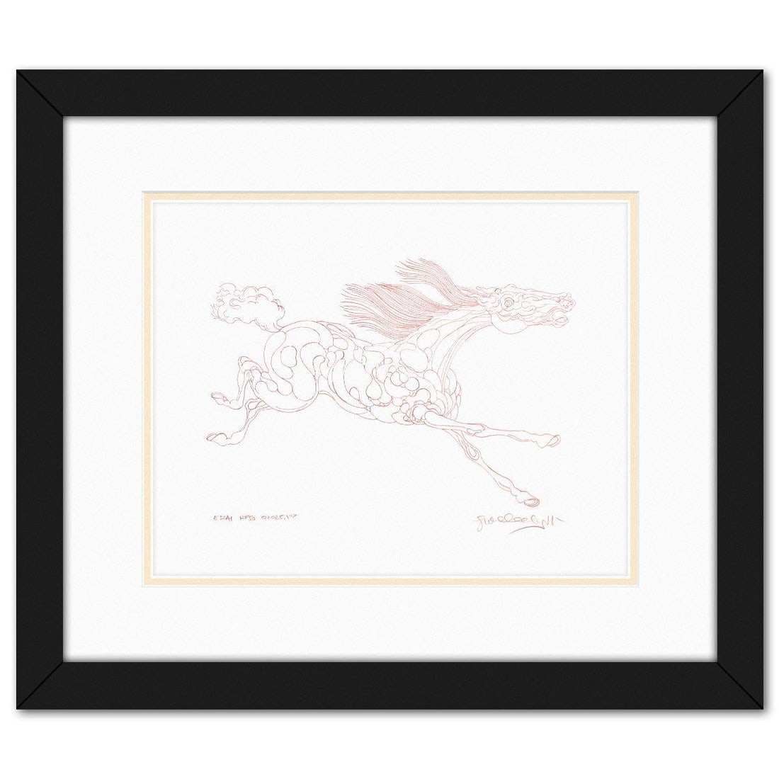 Guillaume Azoulay- Original Drawing "ESSAI KFSO": Artist: Guillaume Azoulay. Medium: Original Drawing. Title: ESSAI KFSO. Size: 11" x 14". Measures approx. 18.5" x 21.5" (framed). Signature: Hand signed. Certificate of Authenticity: Is included.