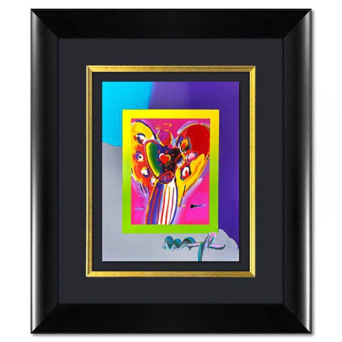 Peter Max, "Angel with Heart" Framed One-of-a-Kind Acrylic Mixed Media, Hand Signed with (1 of 2)