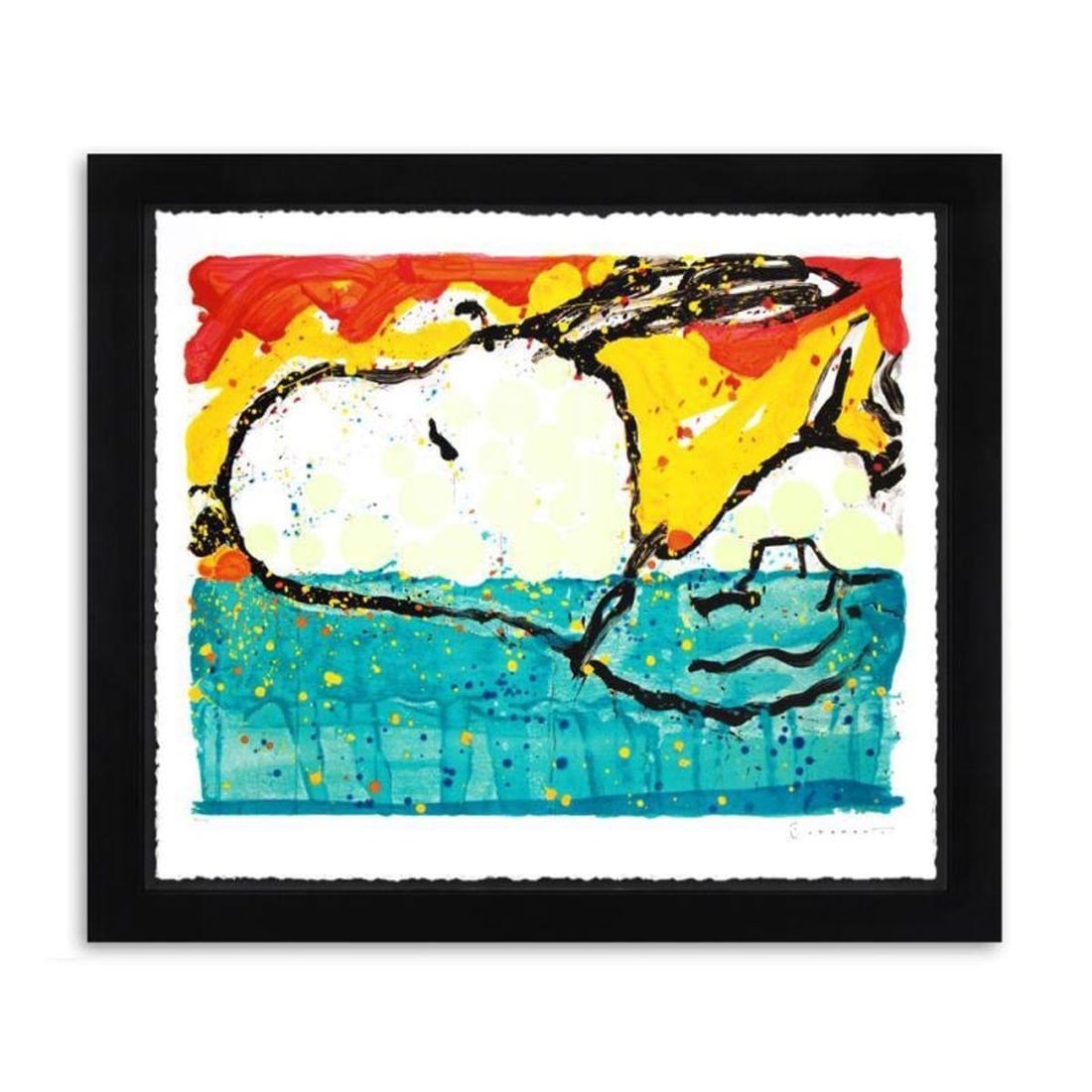 Tom Everhart, "Bora Bora Boogie Oogie" Framed Limited Edition Hand Pulled Original Lithograph. Hand: Bora Bora Boogie Oogie is a limited edition hand pulled original lithograph on museum quality deckle-edge paper by Tom Everhart. The piece is numbered, and hand signed by the artist. This is one of th