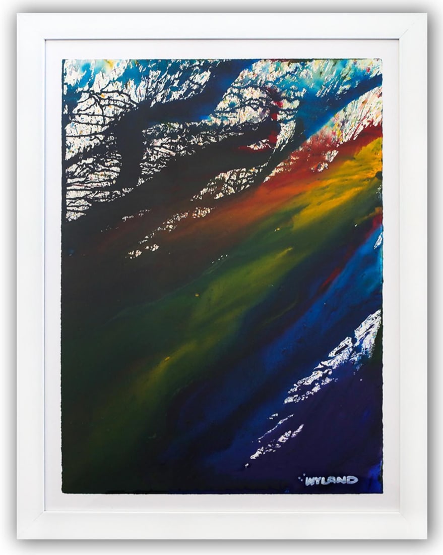 Wyland- Original Watercolor Painting on Deckle Edge Paper "Abstract": Artist: Wyland. Medium: Original Watercolor Painting on Deckle Edge Paper. Title: Abstract. Size: 30" x 22". Measures approx. 37" x 29" (framed). Signature: Hand Signed by the artist. Certificate of