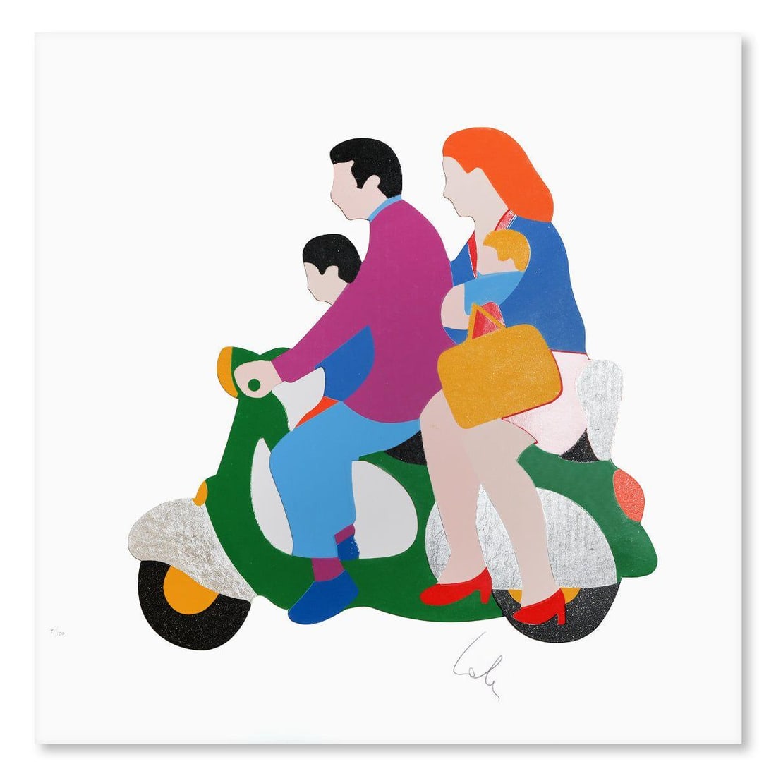 Marco Lodola- Silkscreen "Family business": Artist: Marco Lodola. Medium: Silkscreen. Title: Family business. Size: 20" x 20". Signature: Hand Signed and Numbered. Certificate of Authenticity: Is included. Reference#: 28020.