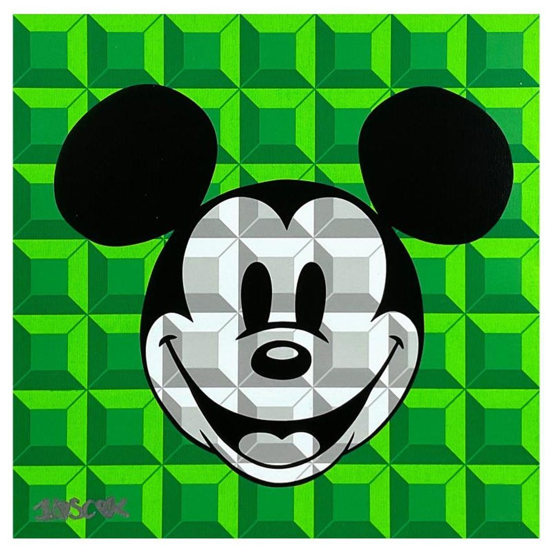 Tennessee Loveless, "Green 8-Bit Mickey" Limited Edition on Canvas from Disney Fine Art, Numbered: Green 8-Bit Mickey is a limited edition giclee on canvas by Tennessee Loveless, numbered and hand signed by the artist. This piece is licensed by Disney Fine Art. Includes Letter of Authenticity. Meas