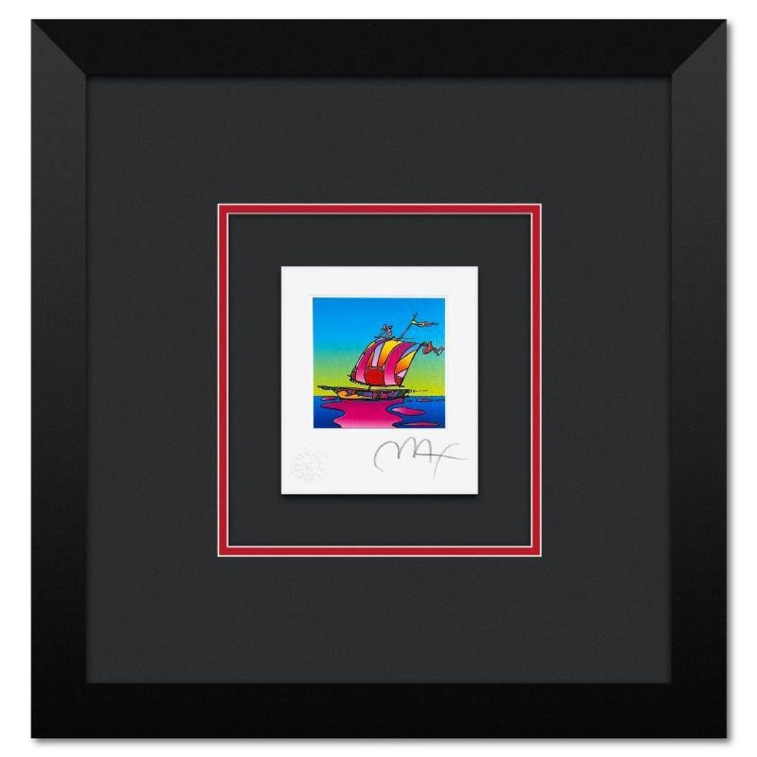 Peter Max, "Cosmic Sailboat" Framed Limited Edition Lithograph, Numbered and Hand Signed with: Cosmic Sailboat is a limited edition lithograph on paper by Peter Max, numbered and hand signed by the artist. This piece comes framed. Includes Certificate of Authenticity from Peter Max Studios.