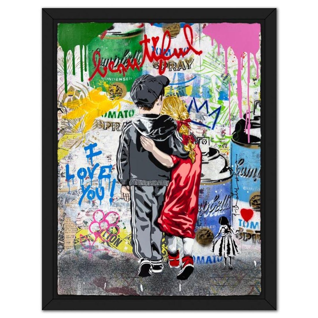 Mr Brainwash, '"Dreaming Together" Framed Mixed Media Original, Hand Signed with Certificate of (1 of 3)