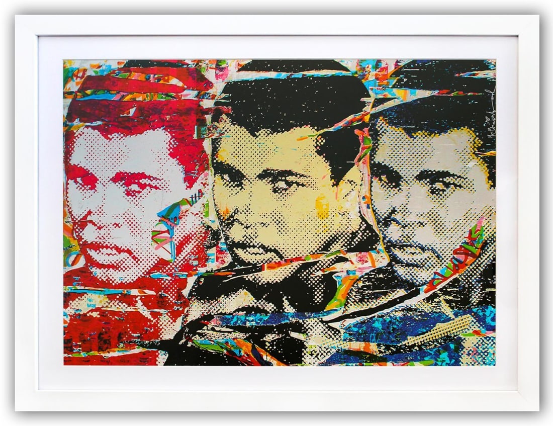 Mr. Brainwash- Offset Lithograph "Ali (The Champ)": Artist: Mr. Brainwash. Medium: Offset Lithograph. Title: Ali (The Champ). Size: 16" x 23". Measures approx. 21" x 28" (framed). Signature: Signed in plate. Certificate of Authenticity: Is included. Ad