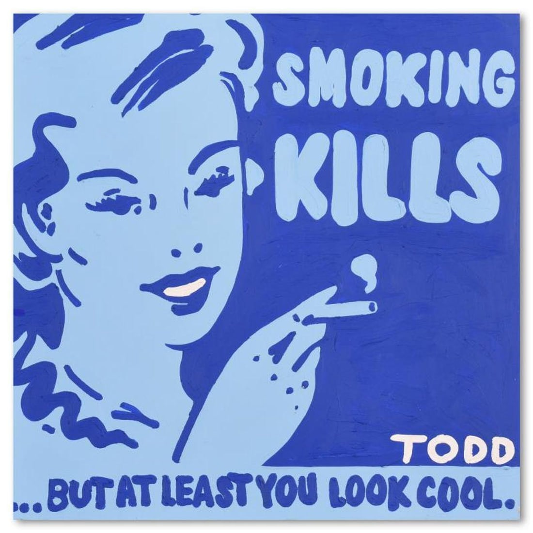 Todd Goldman, "Smoking Kills" Original Acrylic Painting on Gallery Wrapped Canvas (30" x 30"), Hand (1 of 2)
