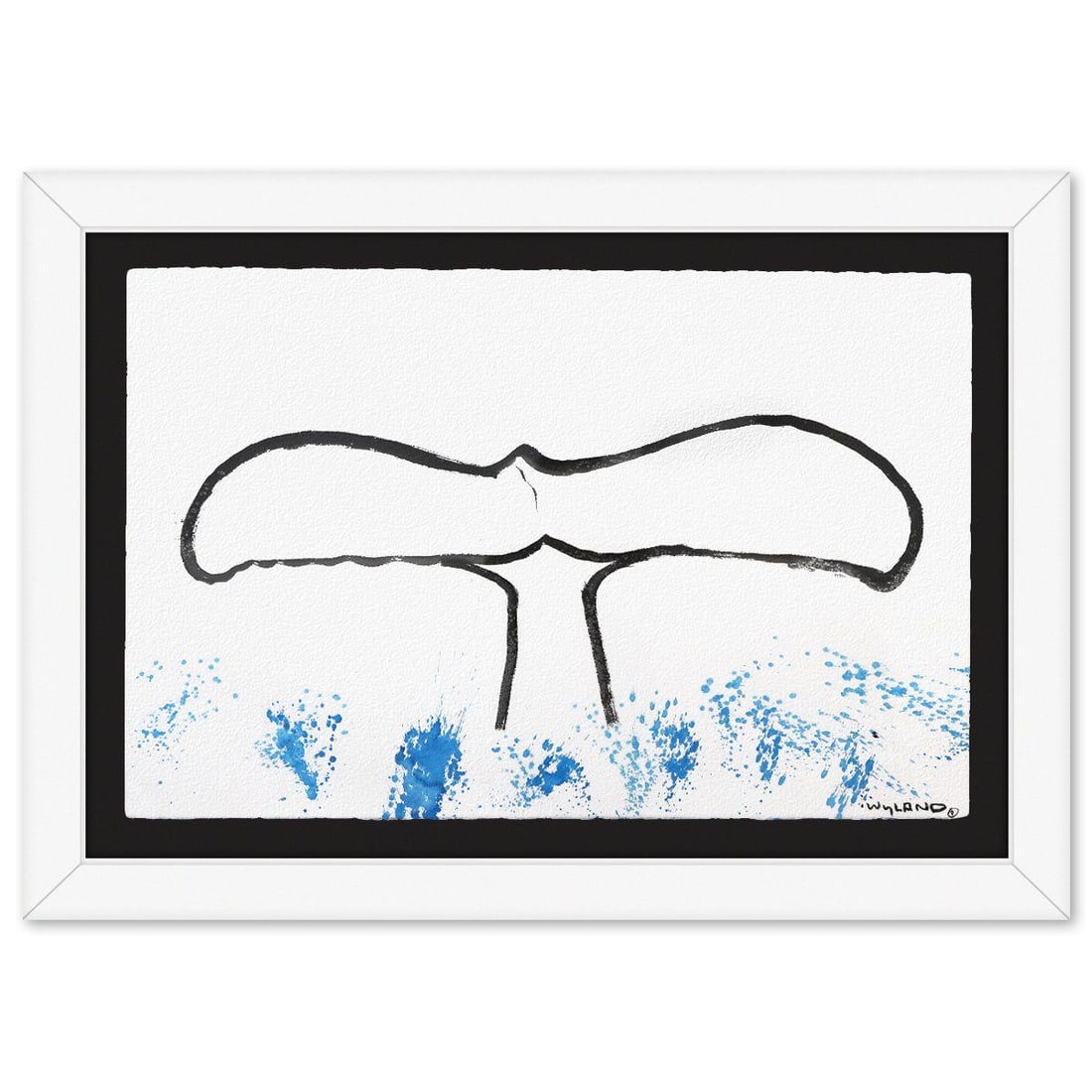 Wyland- Original Sumi Ink Painting "Whale Tail": Artist: Wyland. Medium: Original Sumi Ink Painting. Title: Whale Tail. Size: 26" x 40". Measures approx. 35" x 49" (framed). Signature: Hand signed by the artist. Certificate of Authenticity: Is inclu