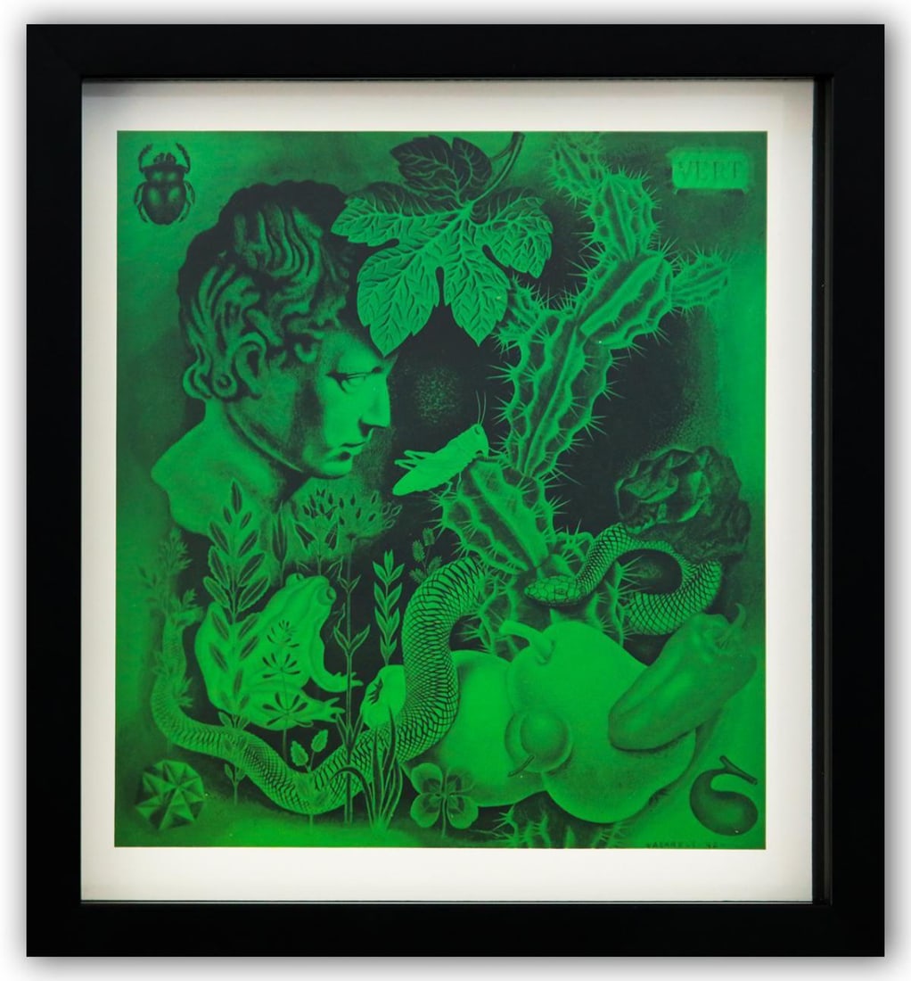 Victor Vasarely- Heliogravure Print "Untitled": Artist: Victor Vasarely. Medium: Heliogravure Print. Title: Untitled. Size: 12" x 11". Measures approx. 13" x 12" (framed). Additional: Custom Framed. Reference#: 21599.