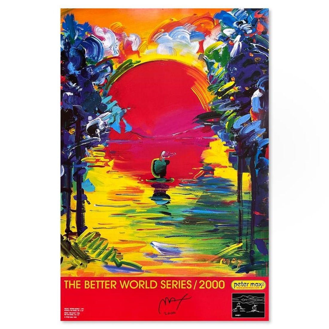 Peter Max, "Better World" Hand Signed Poster with Letter of Authenticity.: Better World is a poster on paper by Peter Max, hand signed by the artist. Includes Letter of Authenticity. Measures approx. 36" x 24" (image). Reference#: 92602.