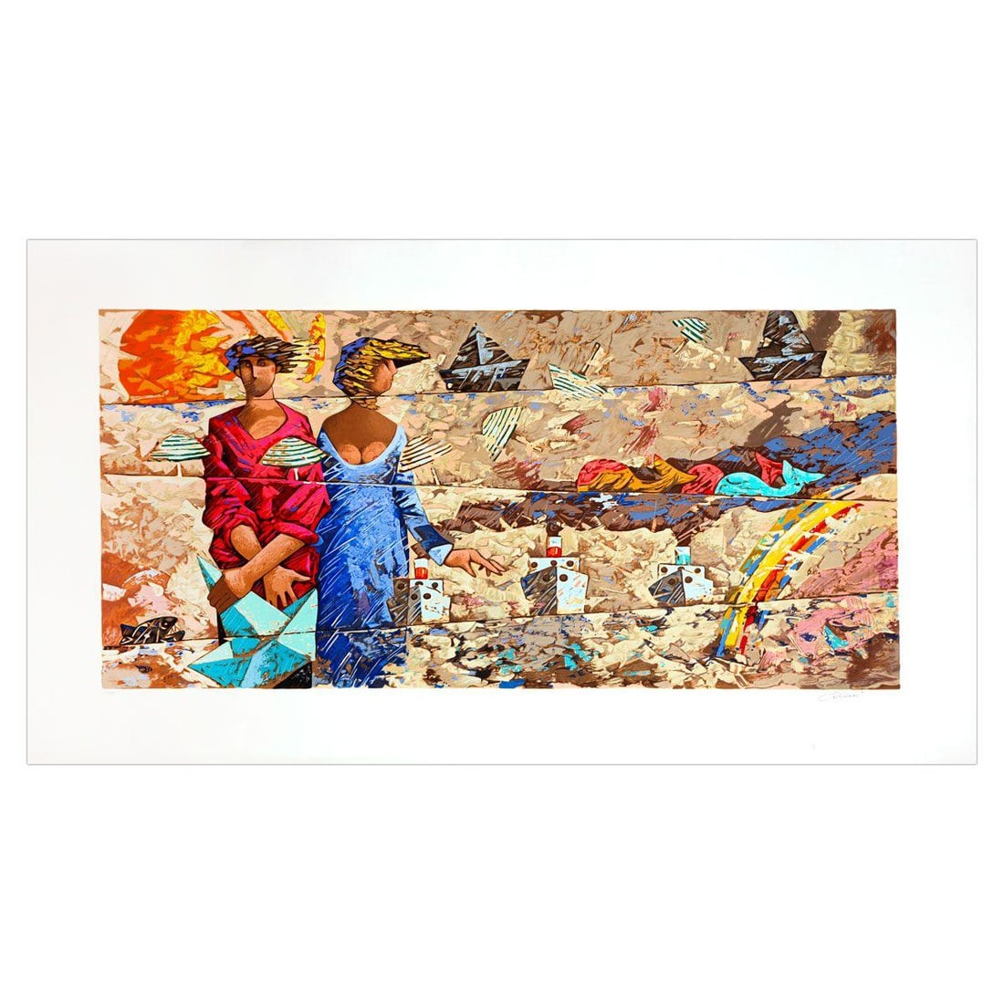 Giampaolo Talani- SIlkscreen on Paper "Rotte Traverse": Artist: Giampaolo Talani. Medium: SIlkscreen on Paper. Title: Rotte Traverse. Size: 20" x 39". Signature: Hand Signed and numbered. Certificate of Authenticity: Is included. Additional: Edition