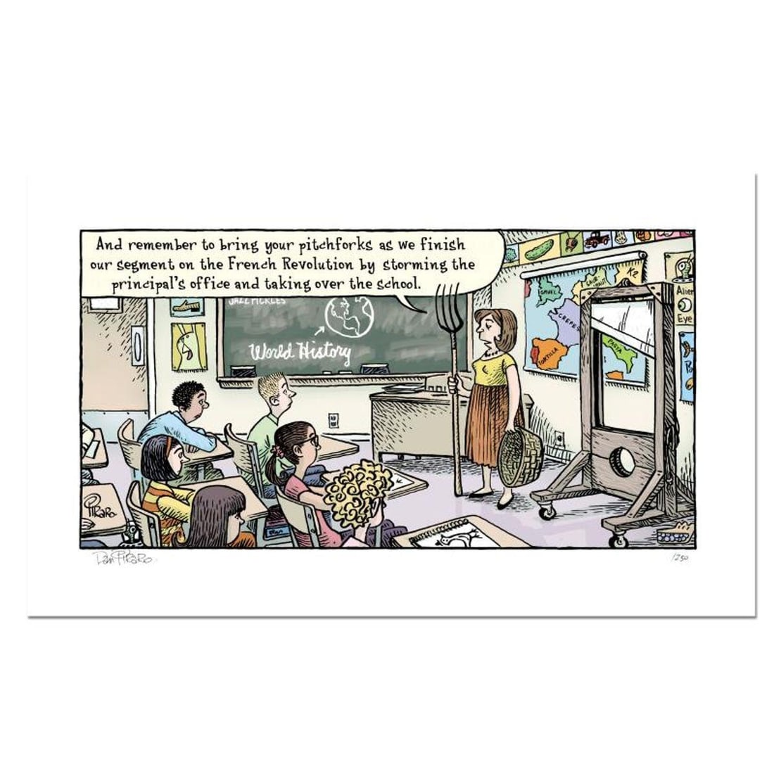 Bizarro, "French Rev" Numbered Limited Edition Hand Signed by creator Dan Piraro; Letter of (1 of 2)