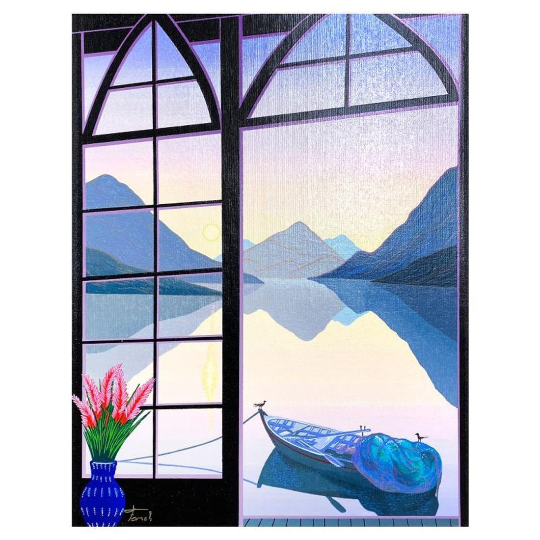 Fanch Ledan, "L'Aube Rayonnante" Limited Edition Serigraph on Canvas, AP Numbered Inverso and Hand (1 of 2)