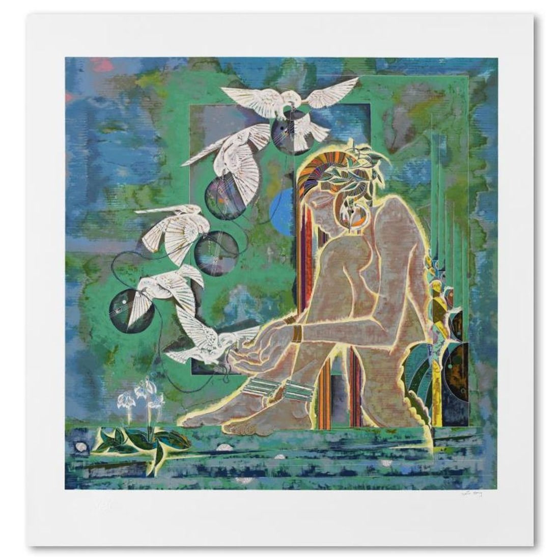 Lu Hong, "Morning Sonata" Limited Edition Serigraph on Paper, Numbered and Hand Signed with Letter (1 of 2)