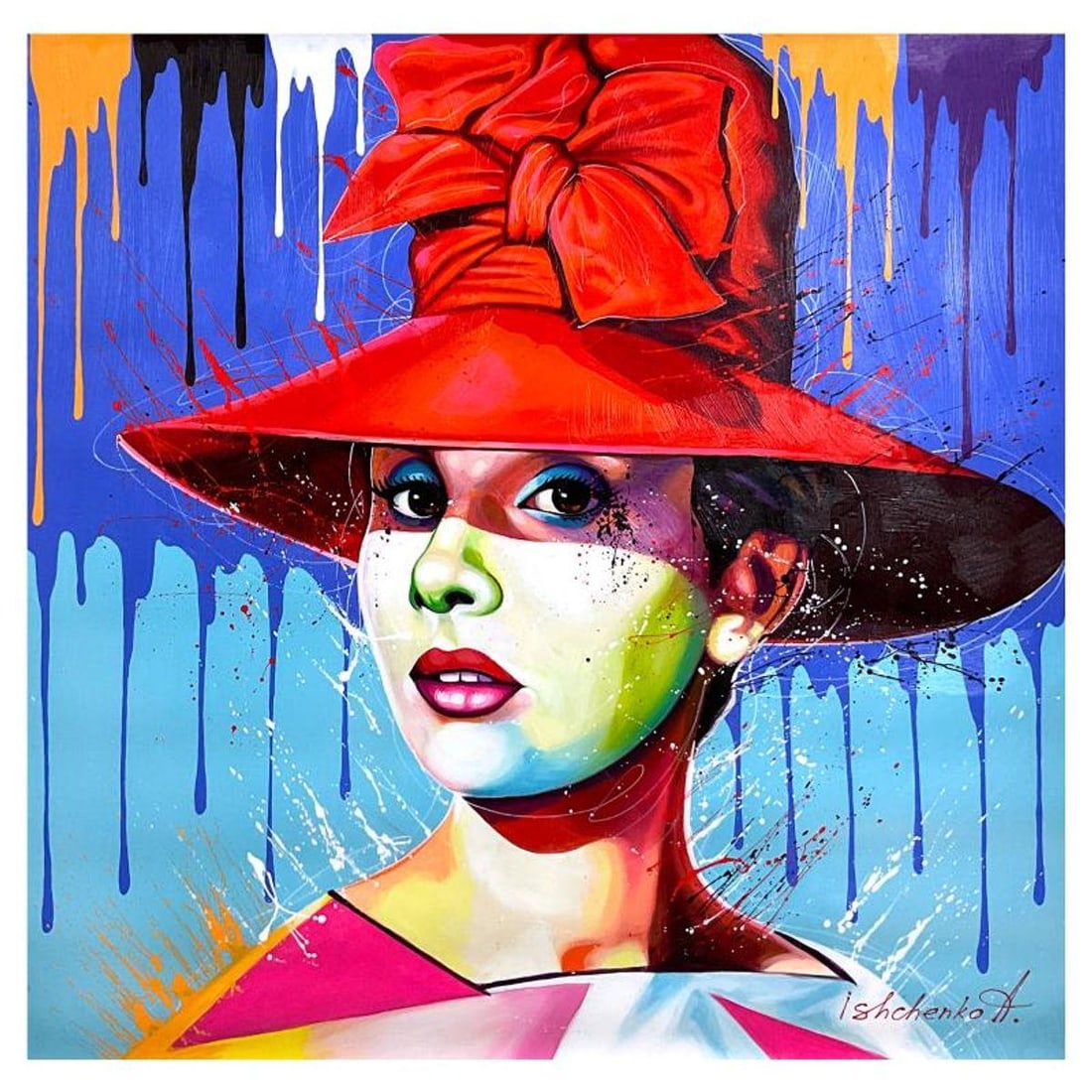 Alexander Ishchenko, "Audrey Hepburn" Original Acrylic Painting on Canvas, Hand Signed with Letter: "Audrey Hepburn" is an original acrylic painting on canvas by Alexander Ishchenko, hand signed by the artist. Includes Letter of Authenticity. Measures approx. 36" x 36" (image).