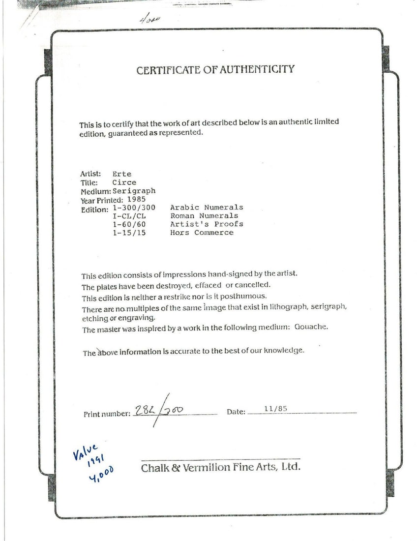Erte- Serigraph "Circe" - 4