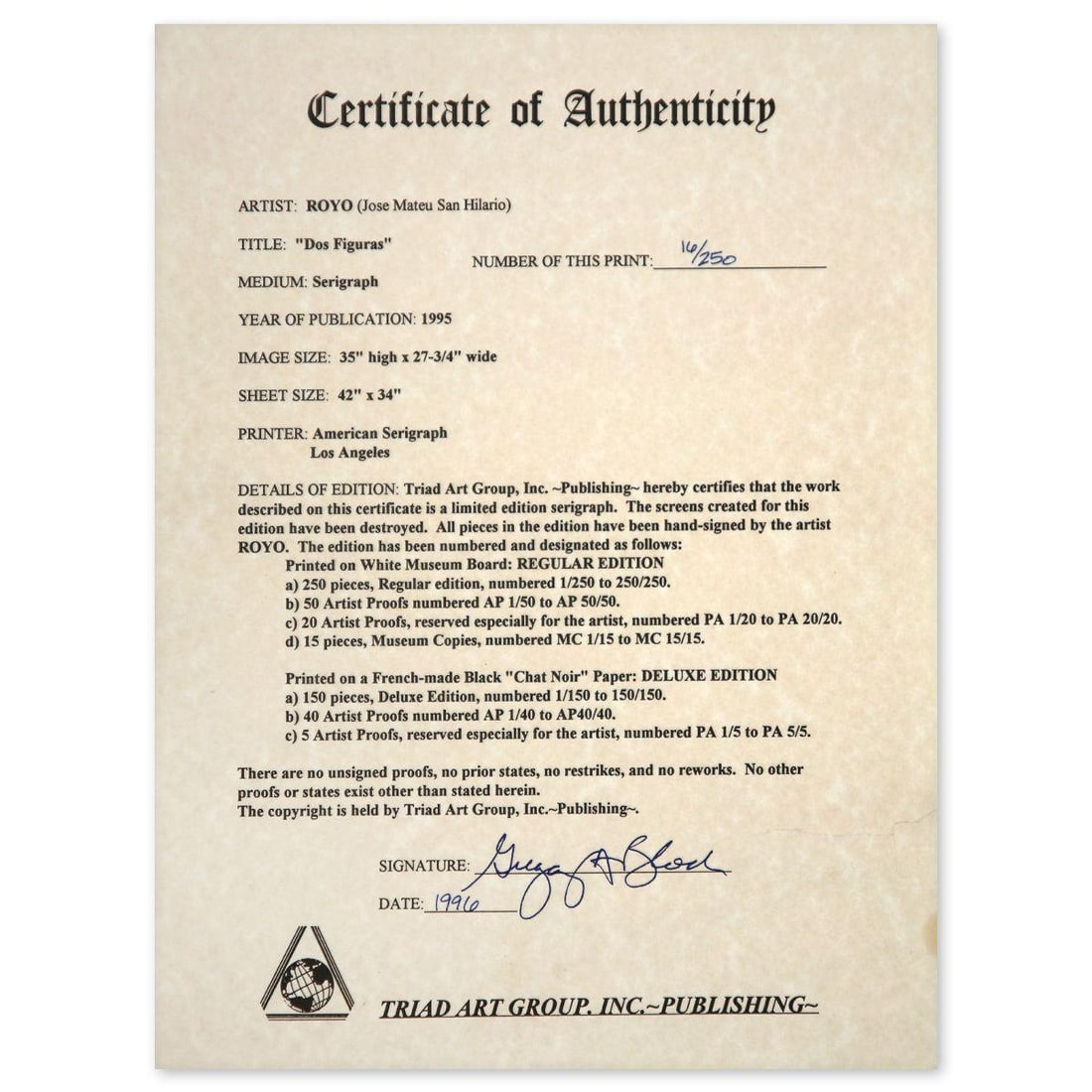 Royo- Serigraph "Dos Figuras" - 4