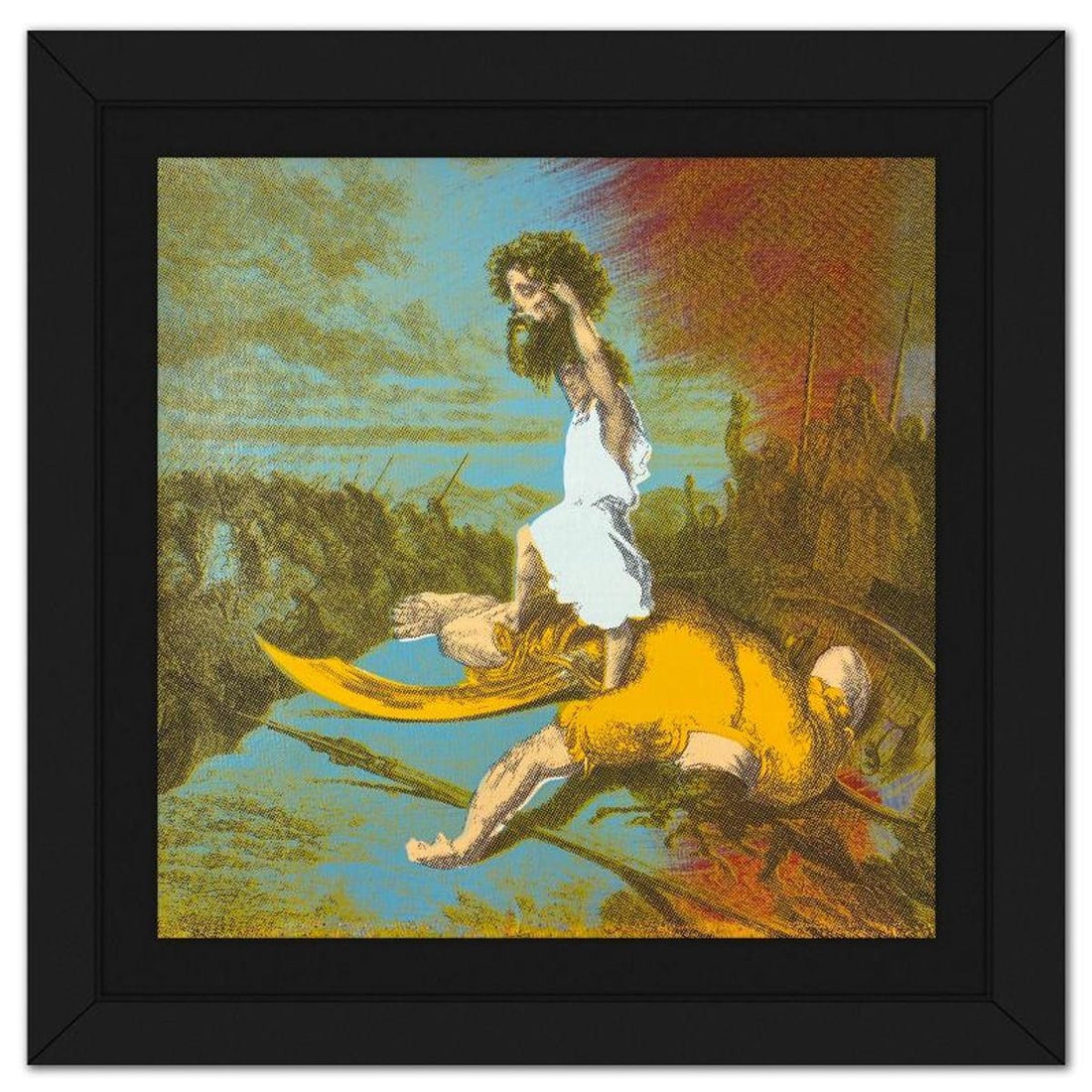 Steve Kaufman (1960-2010), "David Goliath" Framed Hand Embellished Limited Edition Silscreen, (1 of 2)