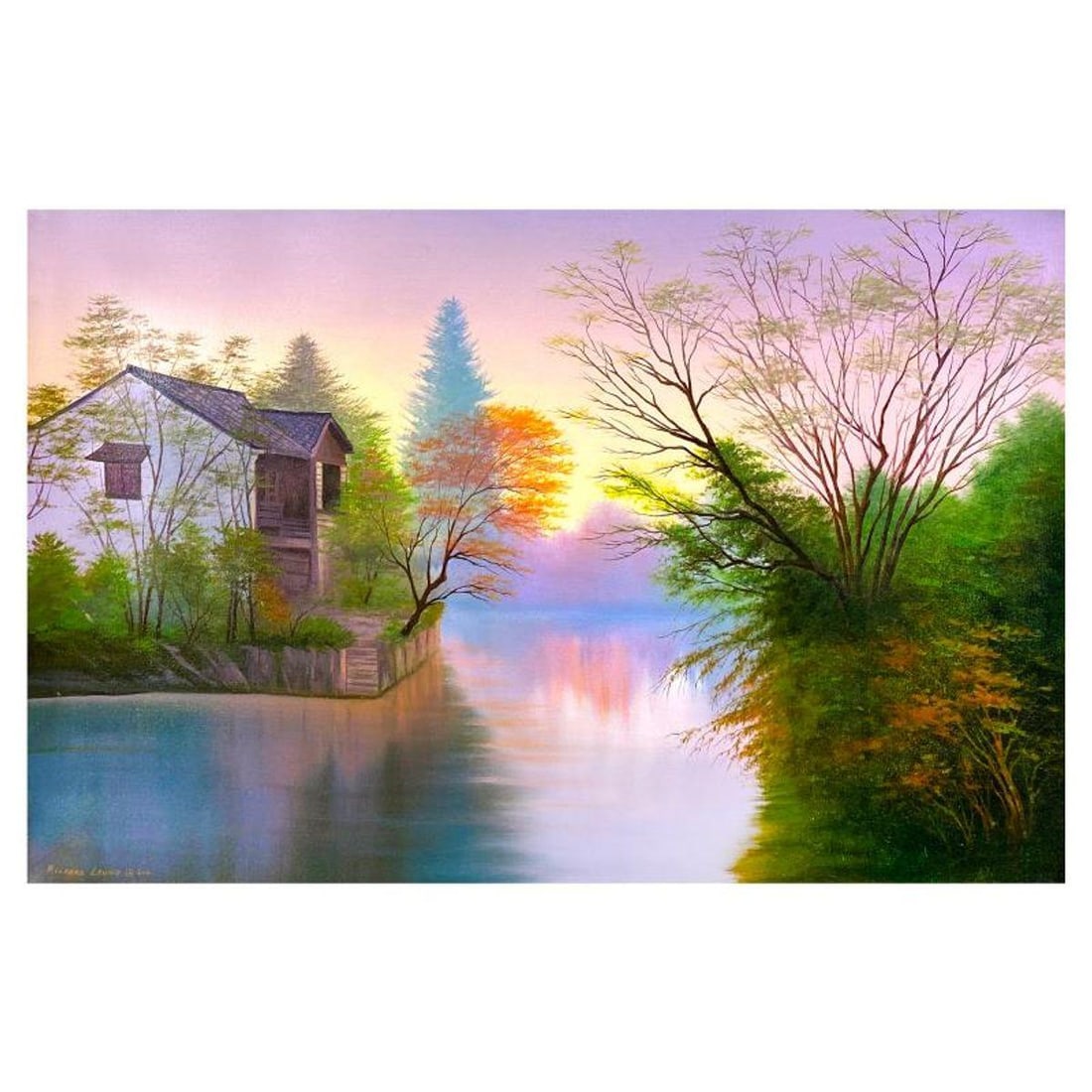 Richard Leung, "Peaceful Life" Original Oil Painting on Canvas, Hand Signed with a Letter of: "Peaceful Life"is an original oil painting on canvas by Richard Leung, hand signed by the artist. Includes Letter of Authenticity. Measures approx. 24" x 36" (image).