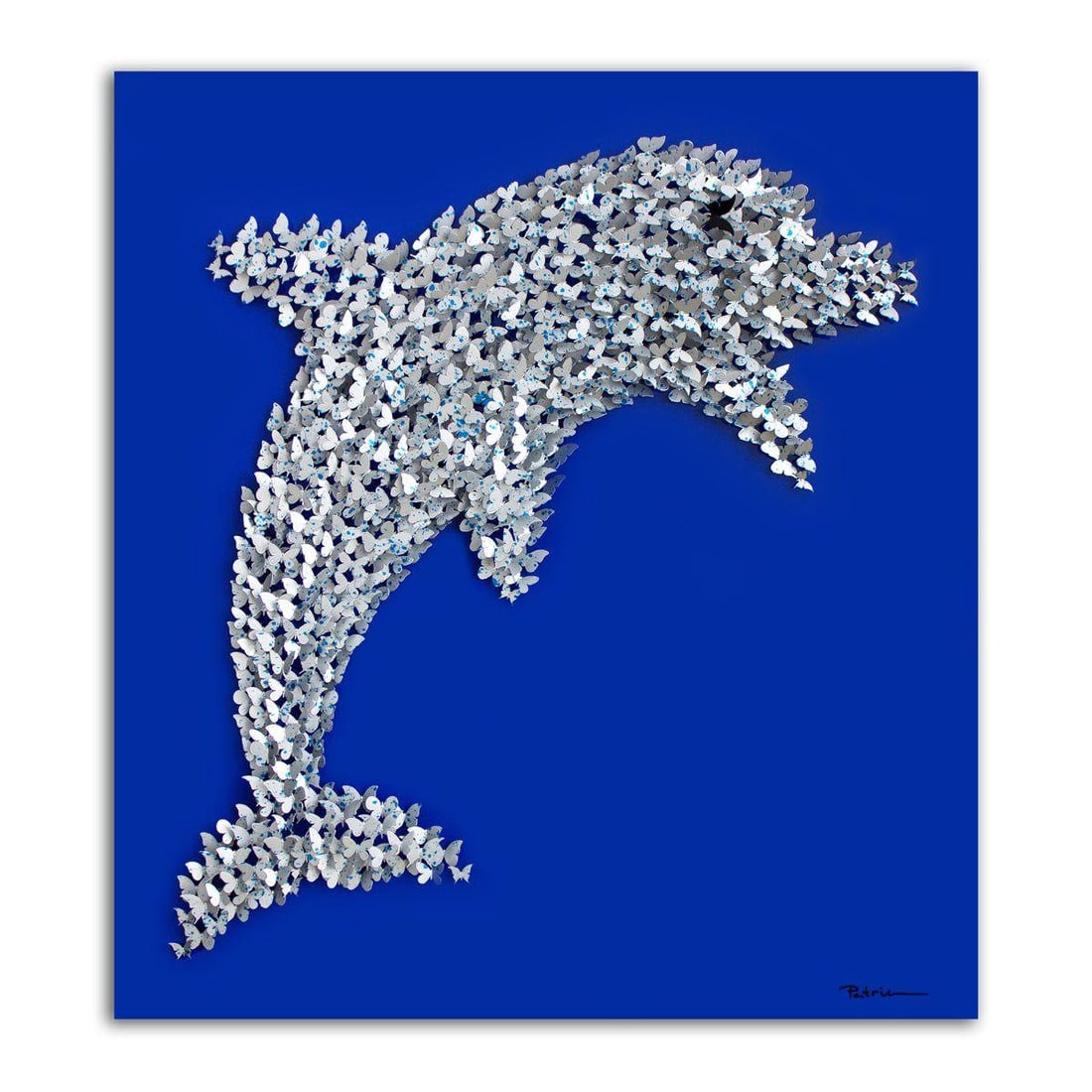Patricia Govezensky- Original 3D Metal Art on Wood "Dolphin": Artist: Patricia Govezensky. Medium: Original 3D Metal Art on Wood. Title: Dolphin. Size: 36" x 40". Signature: Hand Signed by the artist. Certificate of Authenticity: From the publisher. Reference#: