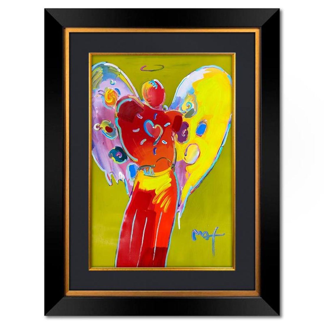 Peter Max, "Angel with Heart" Framed One-of-a-Kind Mixed Media, Hand Signed with Registration Number (1 of 2)