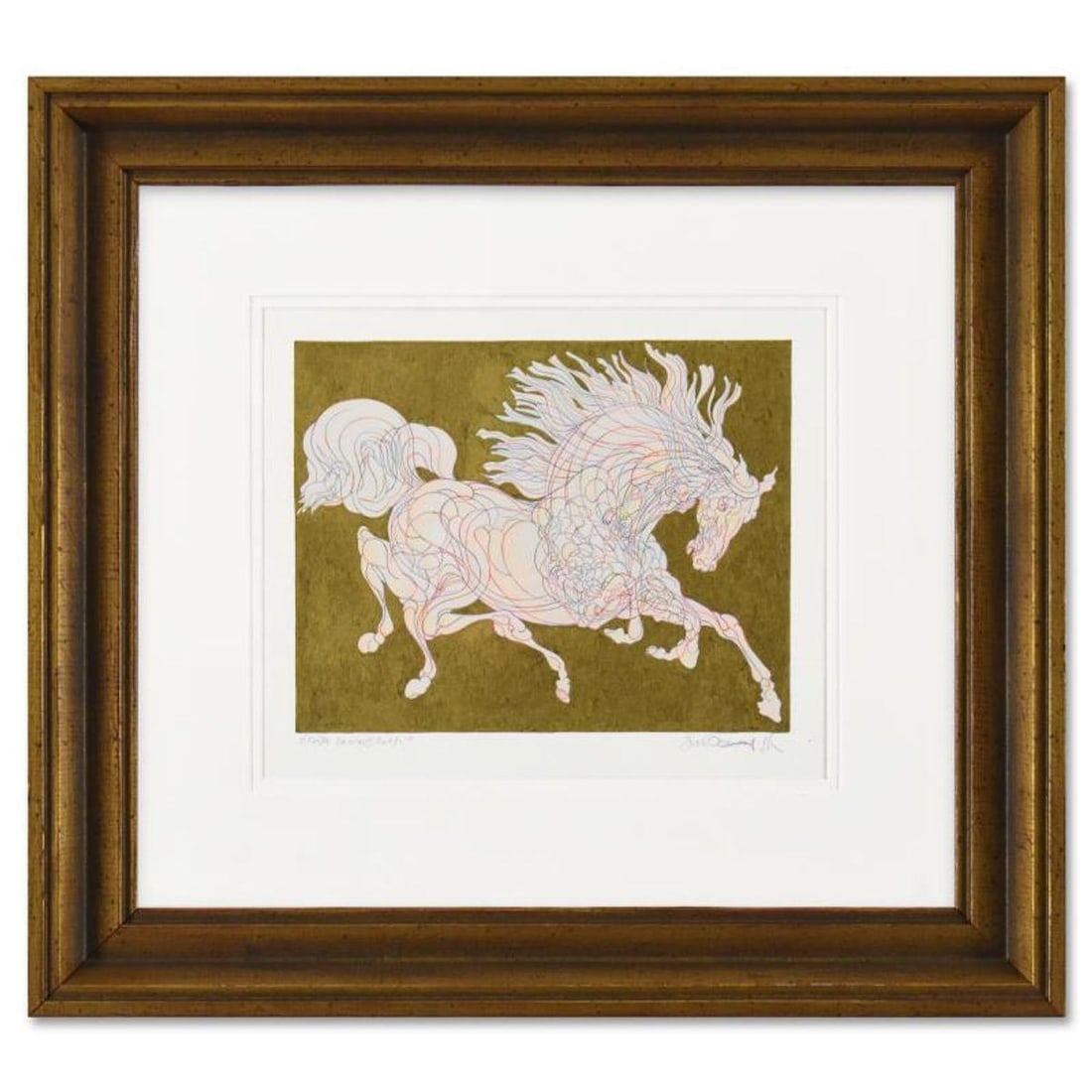 Guillaume Azoulay, "Etude SXWX" Framed Original Hand Colored Drawing with Hand Laid Gold Leaf, Hand (1 of 2)
